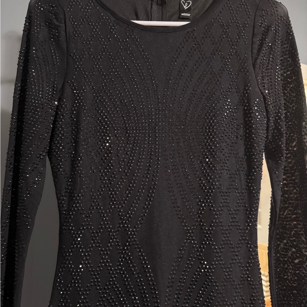 Windsor Black Rhinestone Bodycon Dress – Size M - Picture 5 of 8